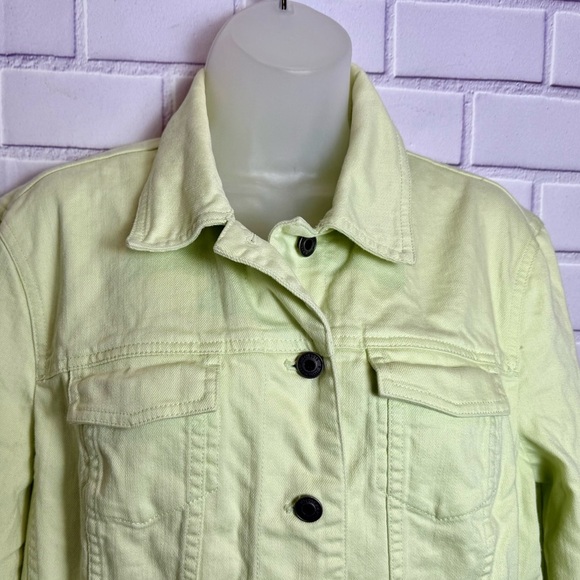 Talbots Stretch Denim Jacket - pale green lime Size 12 - Picture 7 of 8